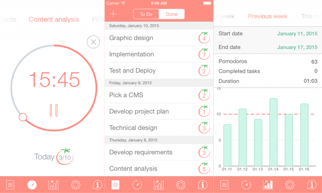 Apps de escrita para IOS e Android pomodoro